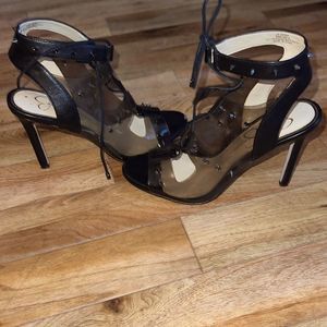 Black heels with see through sides. 4 “ heels
